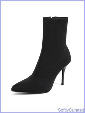 Women's Pointy Toe Stiletto Heel Mid-Calf Boots with Side Zipper